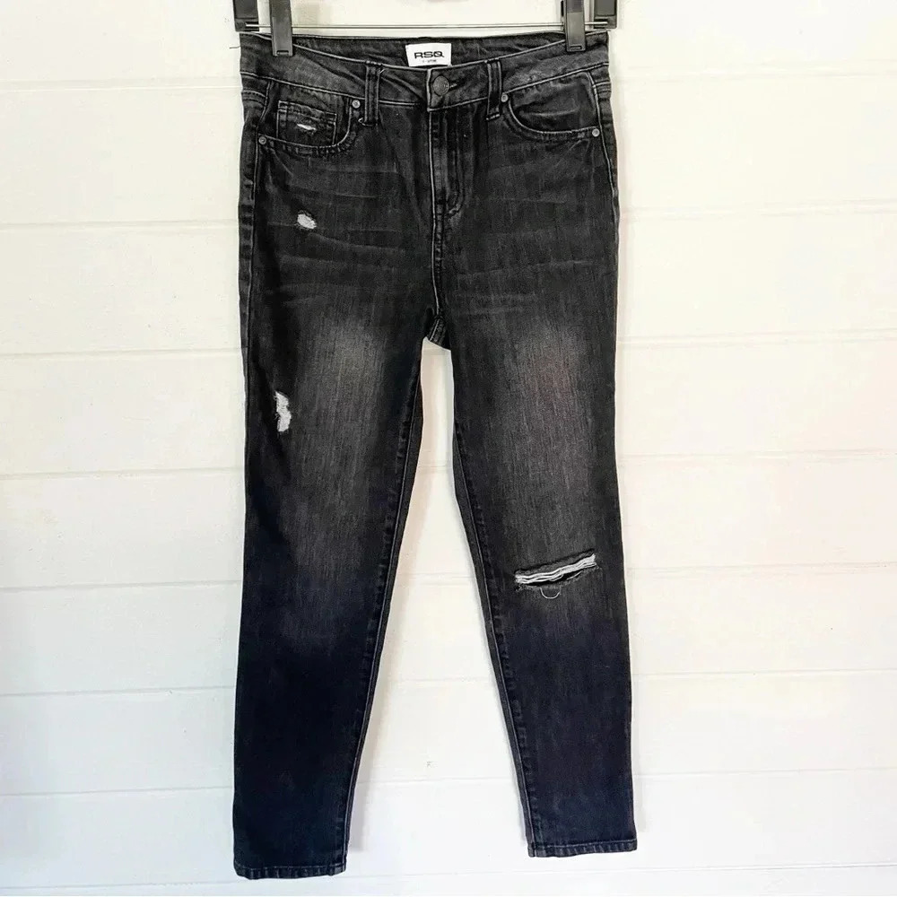 RSQ Girlfriend Gray Distressed Jeans Girls Size 12